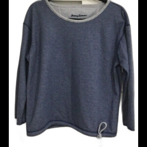 Tommy Bahama Sweatshirt Women's No Size Tag Blue Pullover Drawstring at Waist